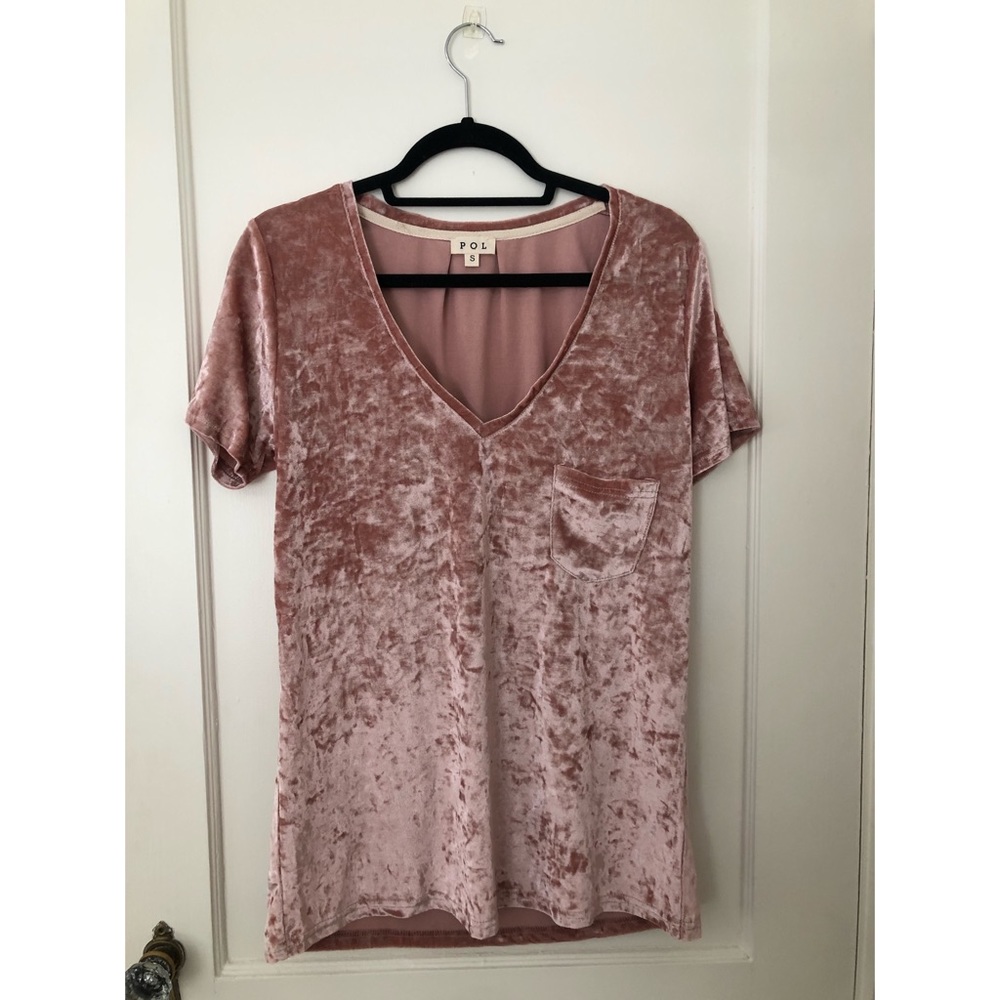 Pink Crushed Velvet T Shirt, Size Small